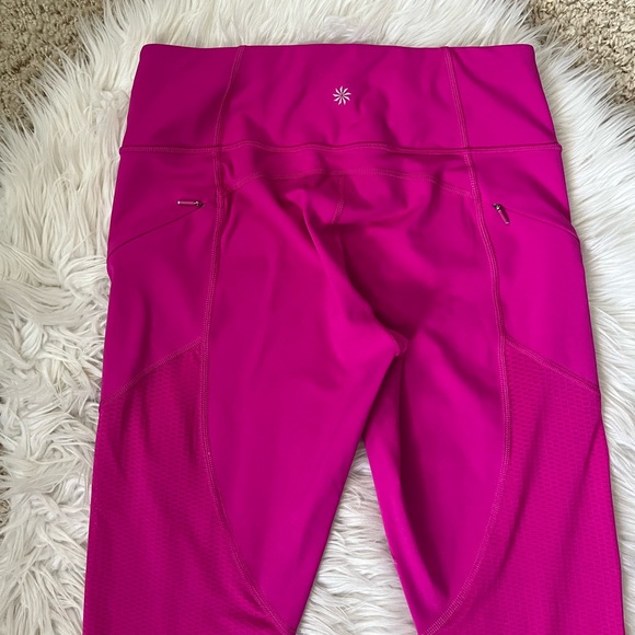 {Athleta} Mesh Contender Capri Leggings In Powerlift Pink - Womens Small Petite - Picture 7 of 10
